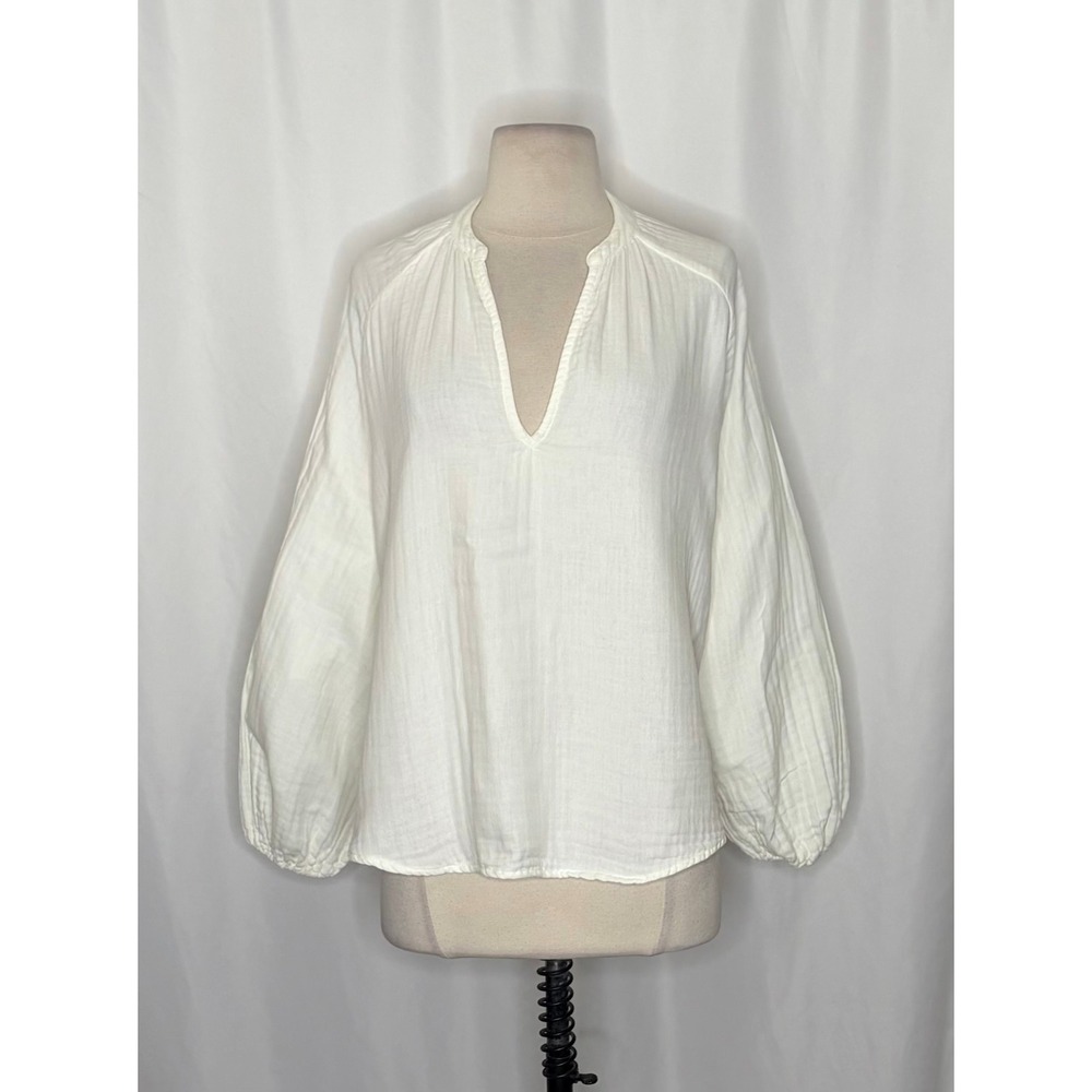 CP SHADES Swingy Gauze Off White Top Blouse Coastal Raglan Gauzy Solid X-Small - Picture 3 of 13